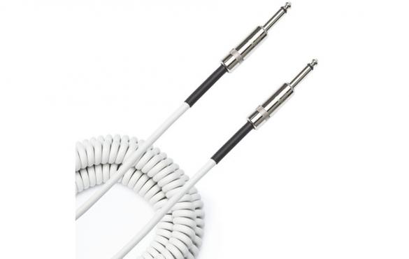 D'Addario PW-CDG-30WH Coiled Instrument Cable - White (9m): 3