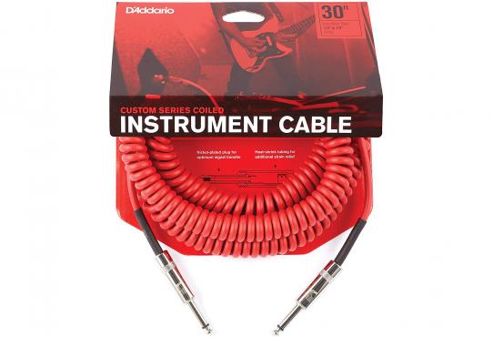 D'Addario PW-CDG-30RD Coiled Instrument Cable - Red (9m): 1