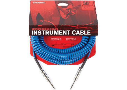 D'Addario PW-CDG-30BU Coiled Instrument Cable - Blue (9m): 1