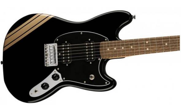 Squier by Fender BULLET MUSTANG FSR HH BLACK w/COMPETITION STRIPES: 2