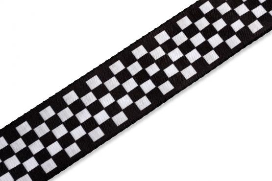 LEVY'S MP-28 PRINT SERIES GUITAR STRAP (BLACK AND WHITE CHECKERS): 2