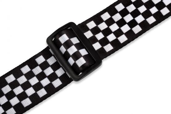 LEVY'S MP-28 PRINT SERIES GUITAR STRAP (BLACK AND WHITE CHECKERS): 3
