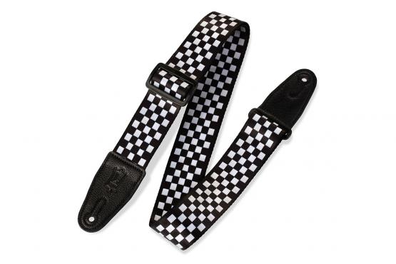 LEVY'S MP-28 PRINT SERIES GUITAR STRAP (BLACK AND WHITE CHECKERS): 1