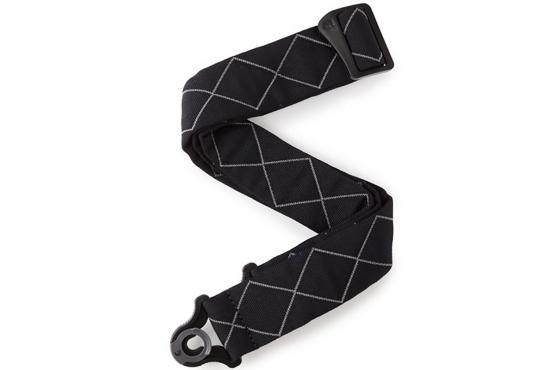 D'addario 50BAL02 AUTO LOCK GUITAR STRAP (BLACK PADDED DIAMONDS): 1