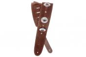 D'addario DELUXE LEATHER GUITAR STRAP (CONCHOS, BROWN)