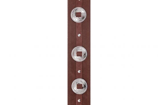 D'addario DELUXE LEATHER GUITAR STRAP (CONCHOS, BROWN): 2