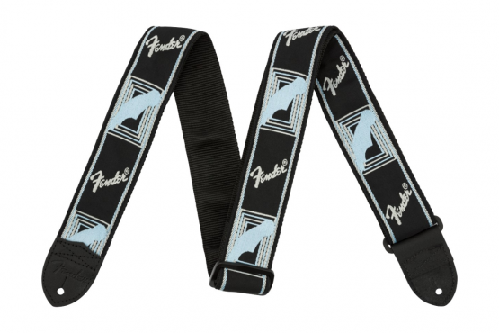 Fender STRAP 2" MONOGRAMMED BLACK LIGHT GREY MEDIUM BLUE: 1