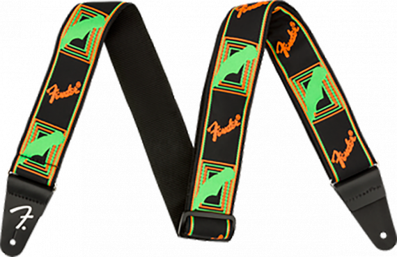 Fender STRAP 2" NEON MONOGRAMMED GREEN ORANGE: 1