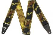 Fender STRAP 2" WEIGHLESS MONOGRAMMED BLACK/YELLOW/BROWN