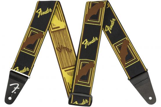 Fender STRAP 2" WEIGHLESS MONOGRAMMED BLACK/YELLOW/BROWN: 1