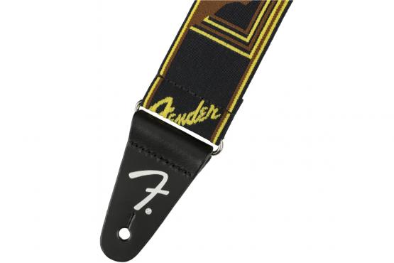 Fender STRAP 2" WEIGHLESS MONOGRAMMED BLACK/YELLOW/BROWN: 2