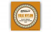 D`Addario EJ32 FOLK NYLON Ball End Silver Wound / Black Treble