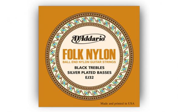 D`Addario EJ32 FOLK NYLON Ball End Silver Wound / Black Treble: 1