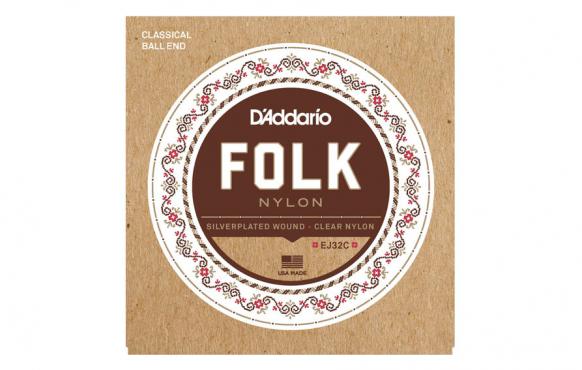 D`Addario EJ32C FOLK NYLON Ball End Silver Wound / Clear Treble: 1